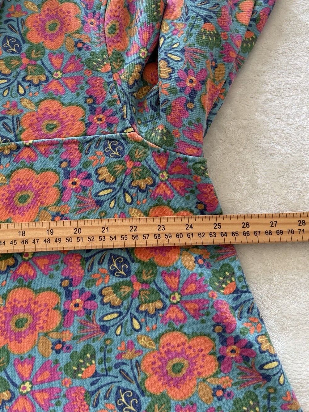 Natural Life Womens Pullover S/M Blue Floral Quarter Zip Oversized Boho Hippie - Picture 10 of 13